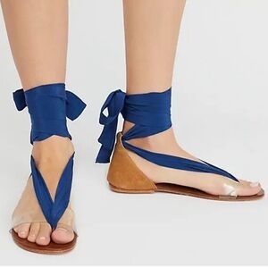 Free People Barcelona Wrap Sandal Blue Size: 41/US: 11